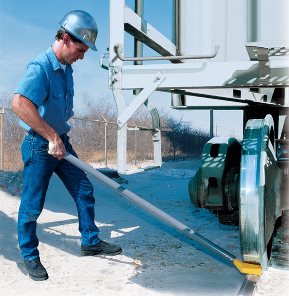 Car-Stopper Wheel Rail Chock - Slowly-creeping railcars on level track can be brought to a stop and held in place with Car Stop.
Weight 6lbs